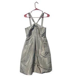 J Crew 100% silk sangle taffeta special occasion silver dress‎ size 4
